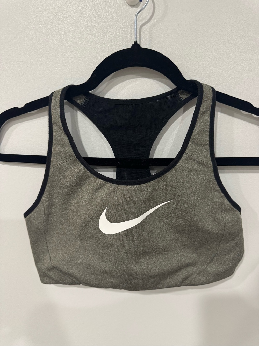 Nike Grey Sports Bra with White Swoosh